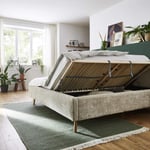 Dvoulůžková postel taupe s úložným prostorem 160 x 200 cm chenille béžová