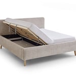 Dvoulůžková postel taupe s úložným prostorem 180 x 200 cm chenille béžová