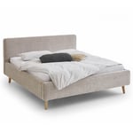 Dvoulůžková postel taupe s úložným prostorem 140 x 200 cm chenille béžová