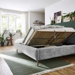Dvoulůžková postel taupe s úložným prostorem 160 x 200 cm chenille šedá