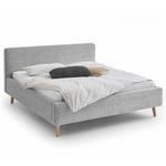 Dvoulůžková postel taupe s úložným prostorem 140 x 200 cm chenille šedá