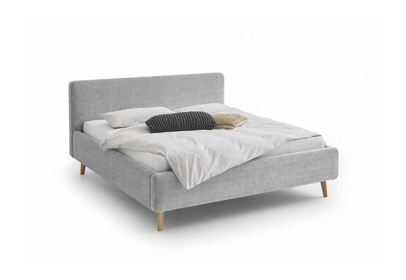 Dvoulůžková postel taupe s úložným prostorem 180 x 200 cm chenille šedá