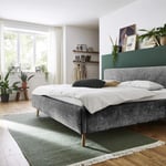Dvoulůžková postel taupe s úložným prostorem 160 x 200 cm chenille antracit