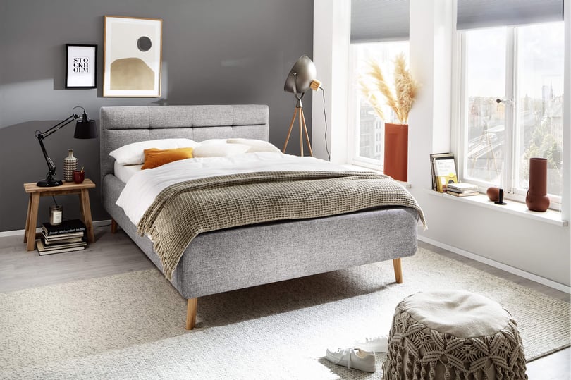 Dvoulůžková postel anika s úložným prostorem 180 x 200 cm šedá