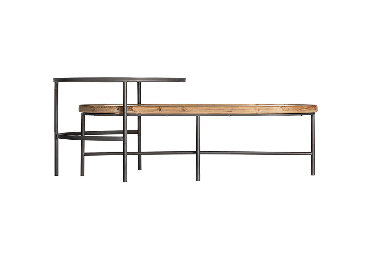 Set 2 konferenčních stolků denso 120 x 60 cm šedých