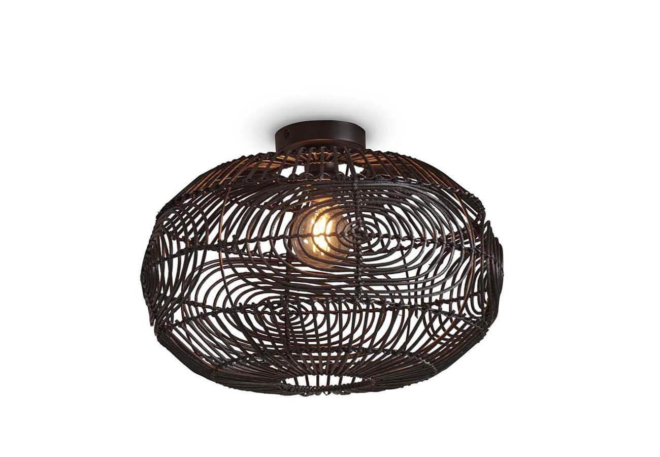 Stropní lampa madeira černá
