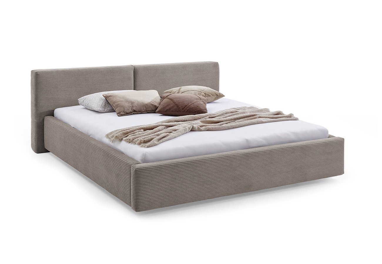 Dvoulůžková postel bucca s úložným prostorem 180 x 200 cm manšestr taupe