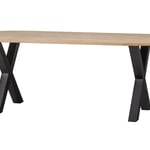 Oválný jídelní stůl tablo 220 x 90 cm nohy do tvaru X dubový