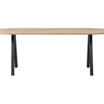 Oválný jídelní stůl tablo 220 x 90 cm nohy do tvaru V dubový