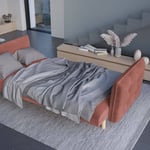 TŘÍMÍSTNÁ ROZKLÁDACÍ POHOVKA MULLI 225 CM VELVET RŮŽOVÁ