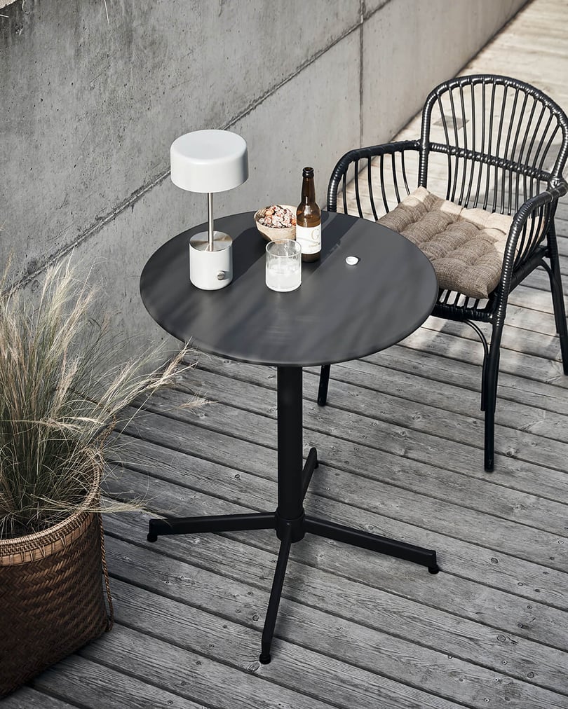 Záhradný stolík leho Ø 70 cm čierny – muzza.sk
