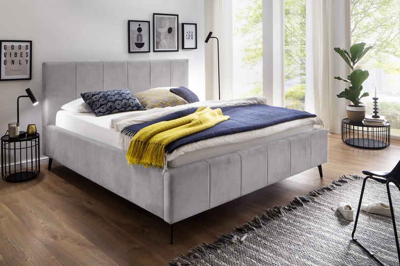 Čalúnená posteľ zallino s úložným priestorom 180 x 200 svetlo sivá –  muzza.sk