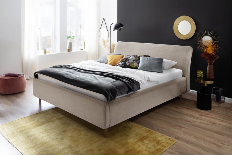 Čalúnená posteľ lemina s úložným priestorom 180 x 200 cm béžová