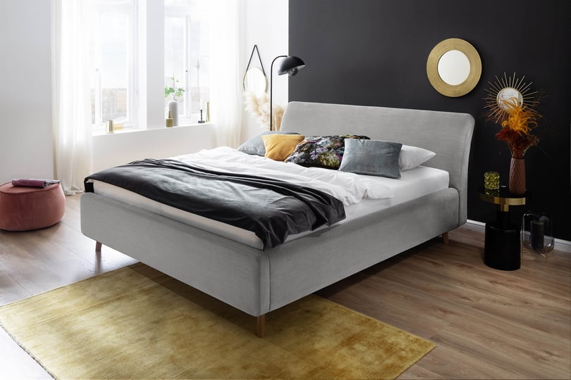 Čalúnená posteľ lemina s úložným priestorom 180 x 200 cm svetlo šedá