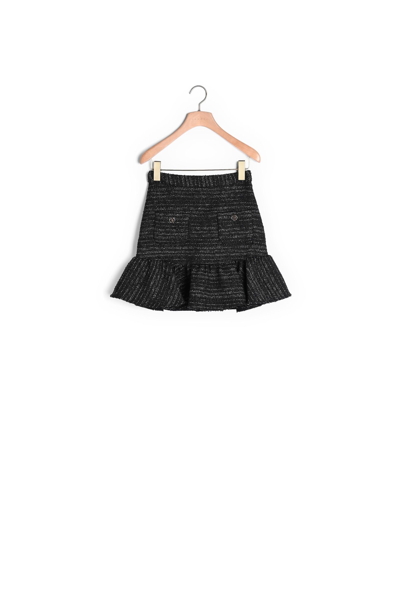 Short tweed ruffled skirt