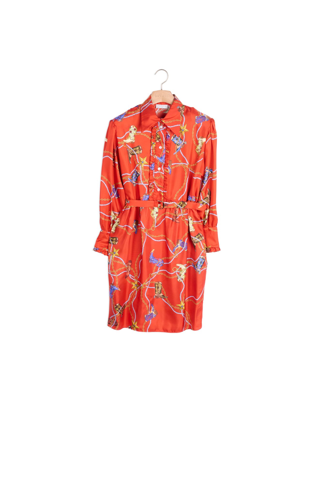 Robe courte en twill de soie imprimée