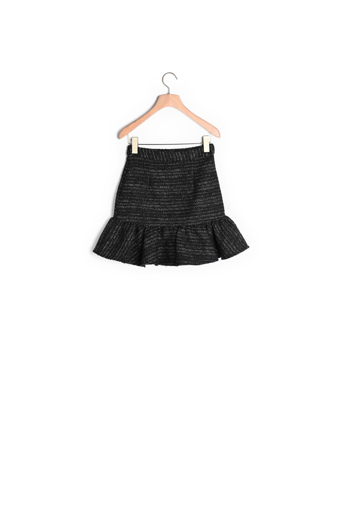 Short tweed ruffled skirt