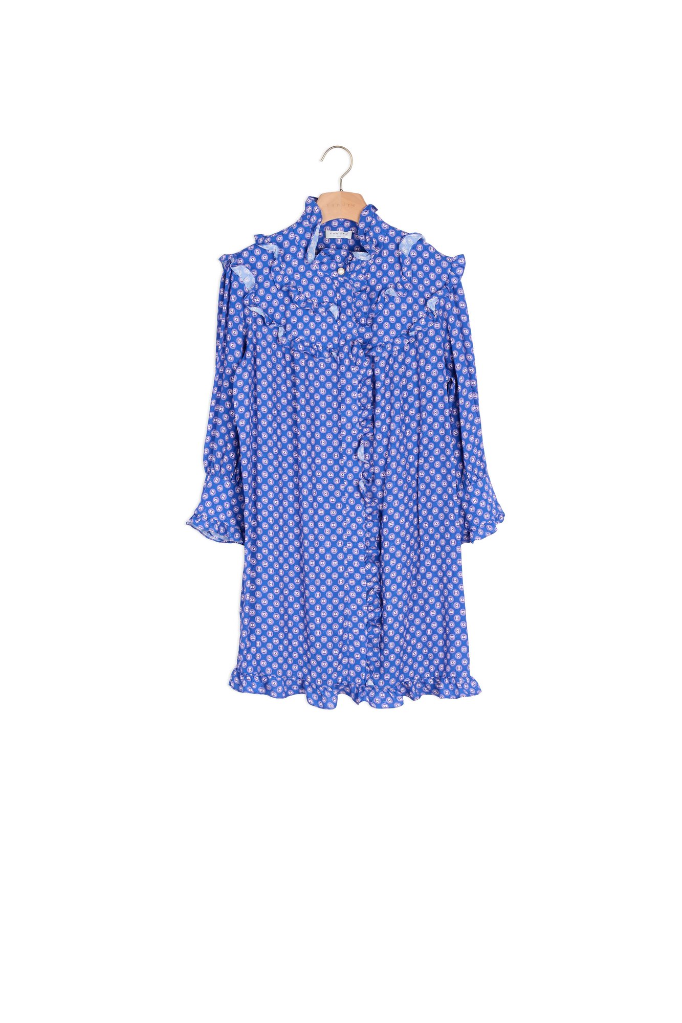 sandro printed shirt dress SANDRO paisley-print Silk Dress | Blue