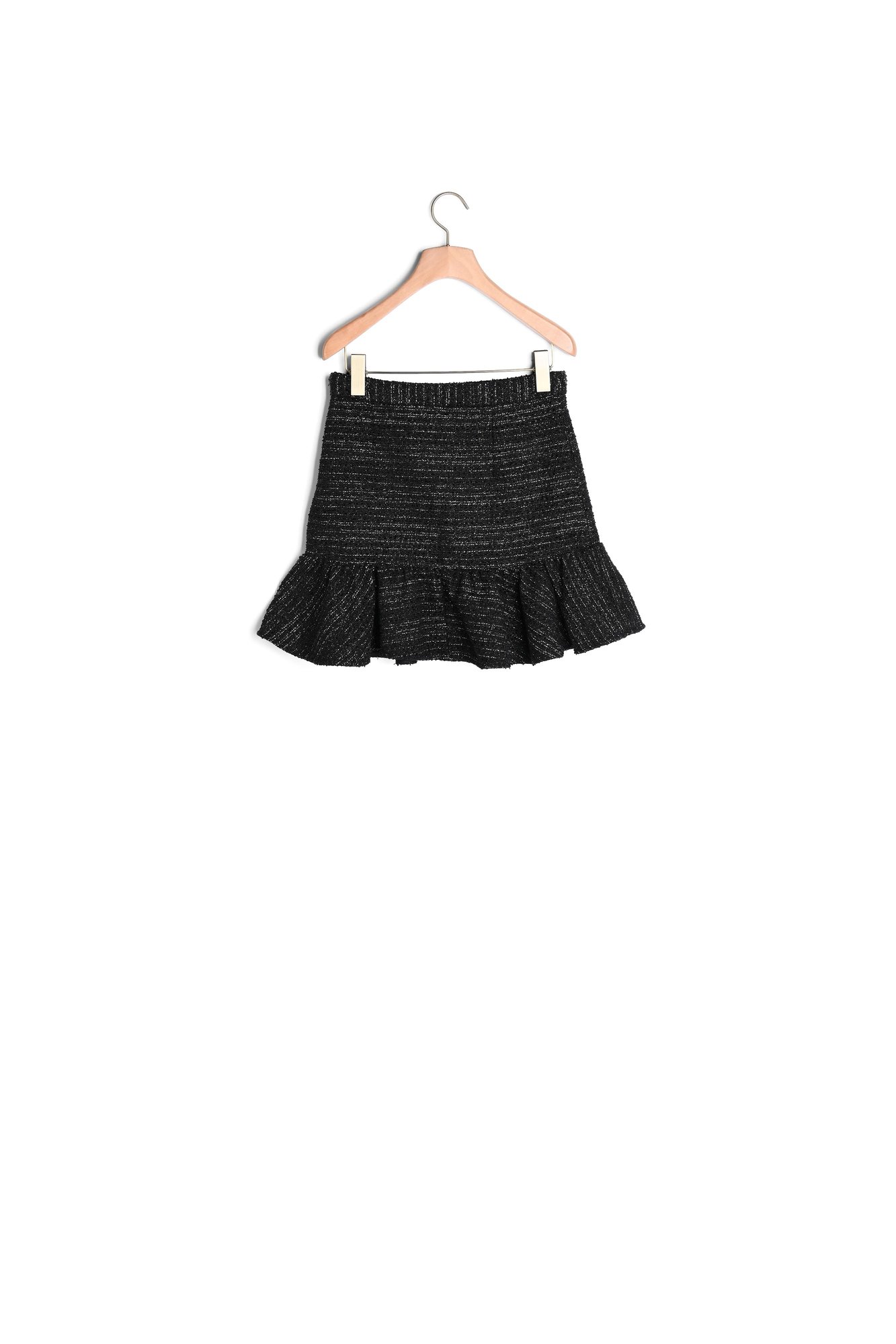 Short tweed ruffled skirt