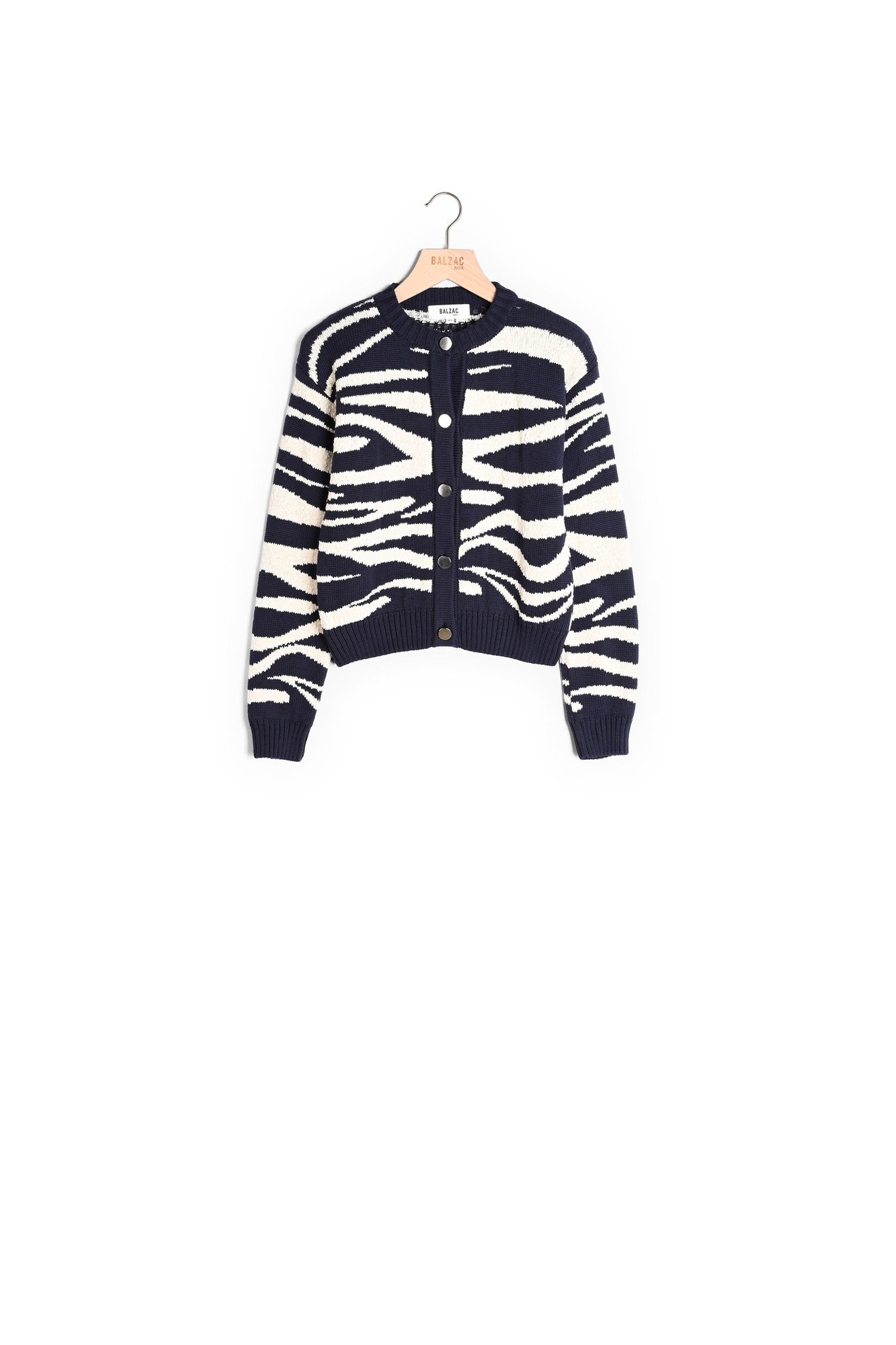 Photo produit CARDIGAN GIBOULÉ MARINE ET ÉCRU numéro 0