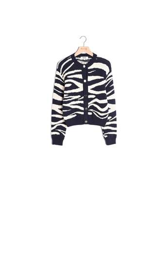 CARDIGAN GIBOULÉ MARINE ET ÉCRU Balzac seconde main photo 1