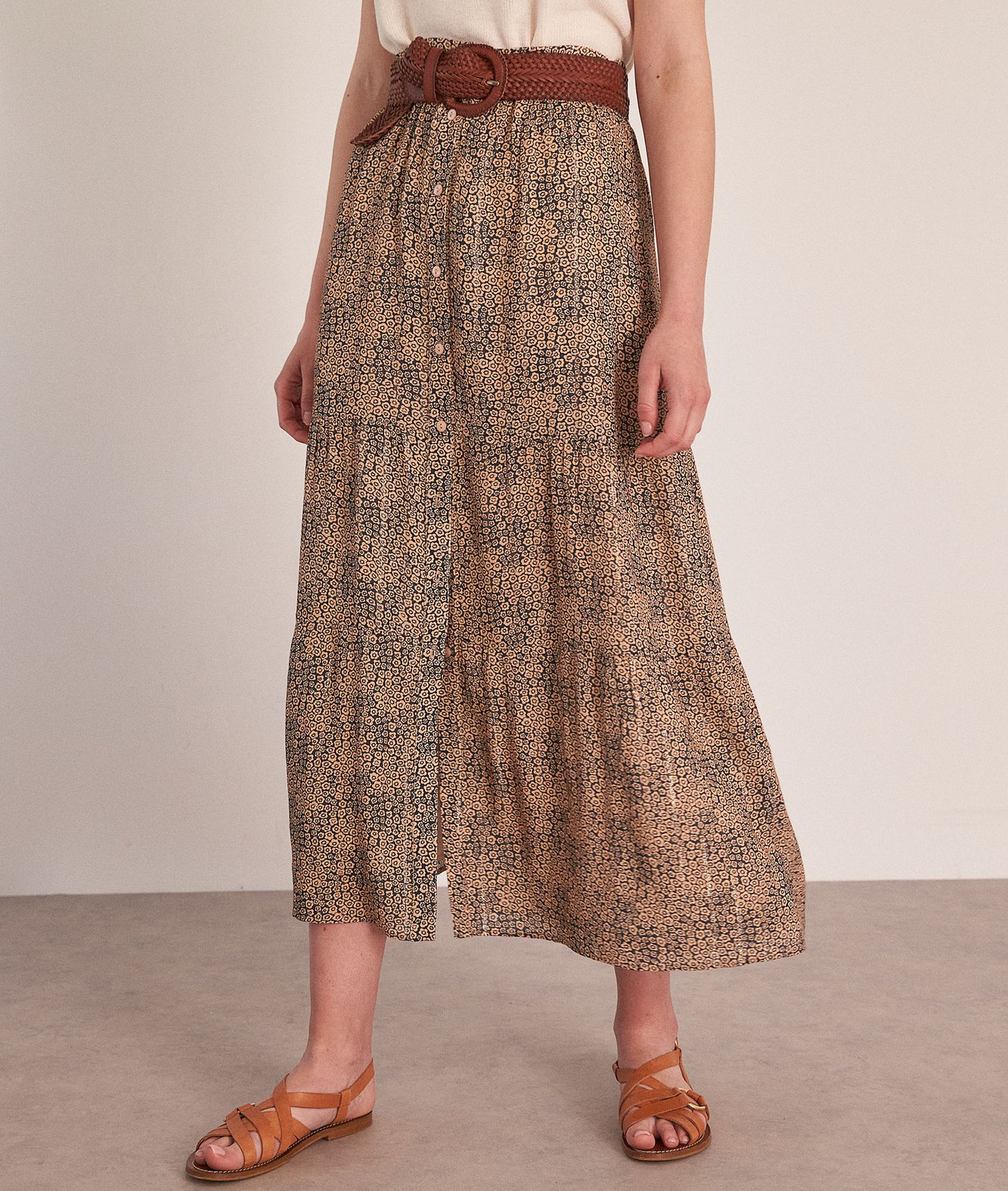 Photo produit Jupe longue imprimée beige Daria numéro 1