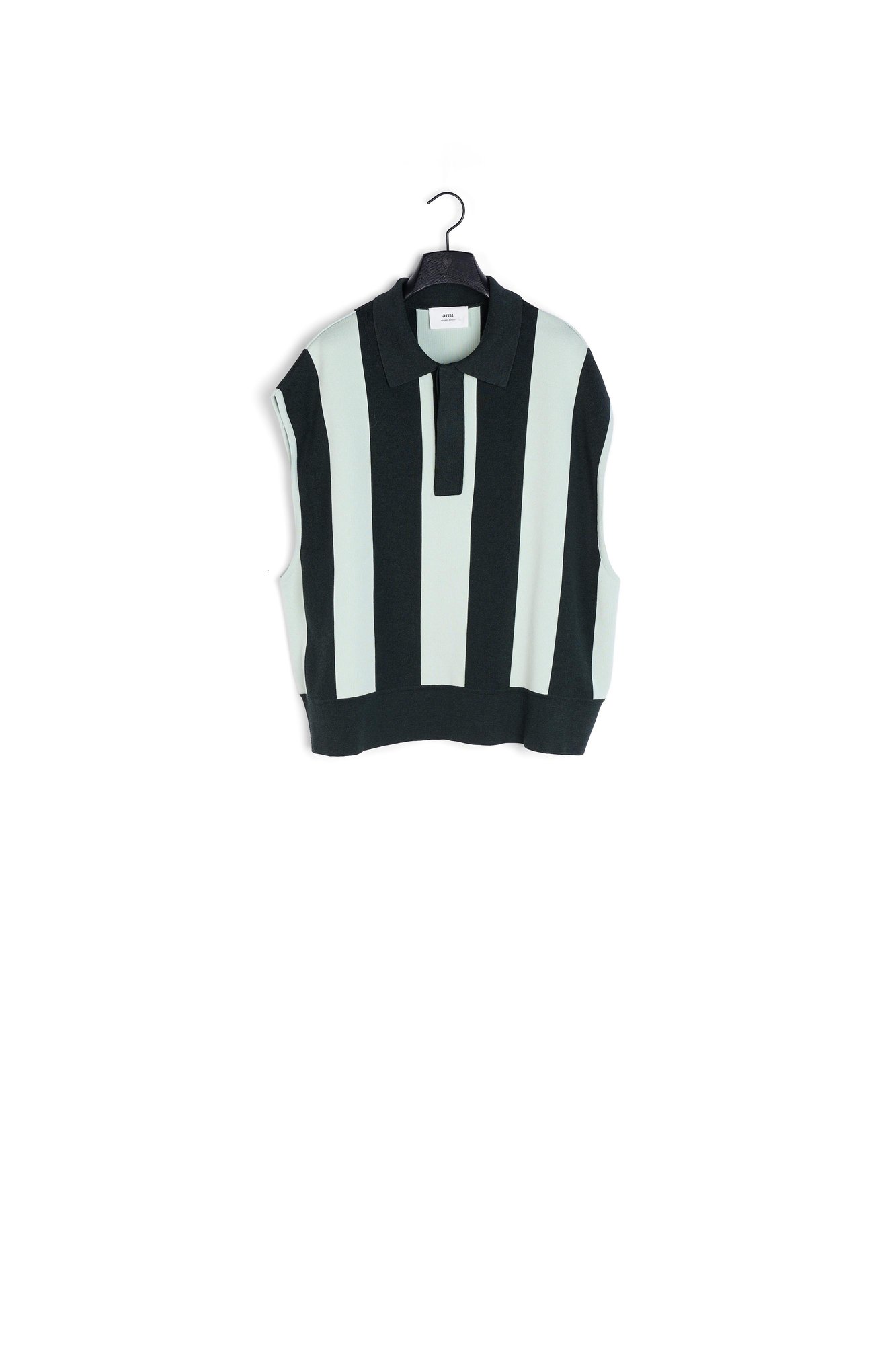 Sleeveless striped polo