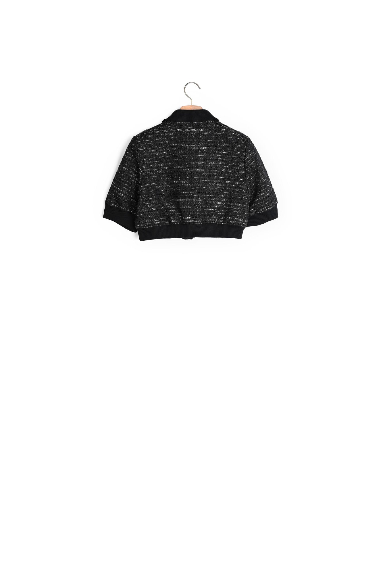 Cropped tweed short-sleeved jacket