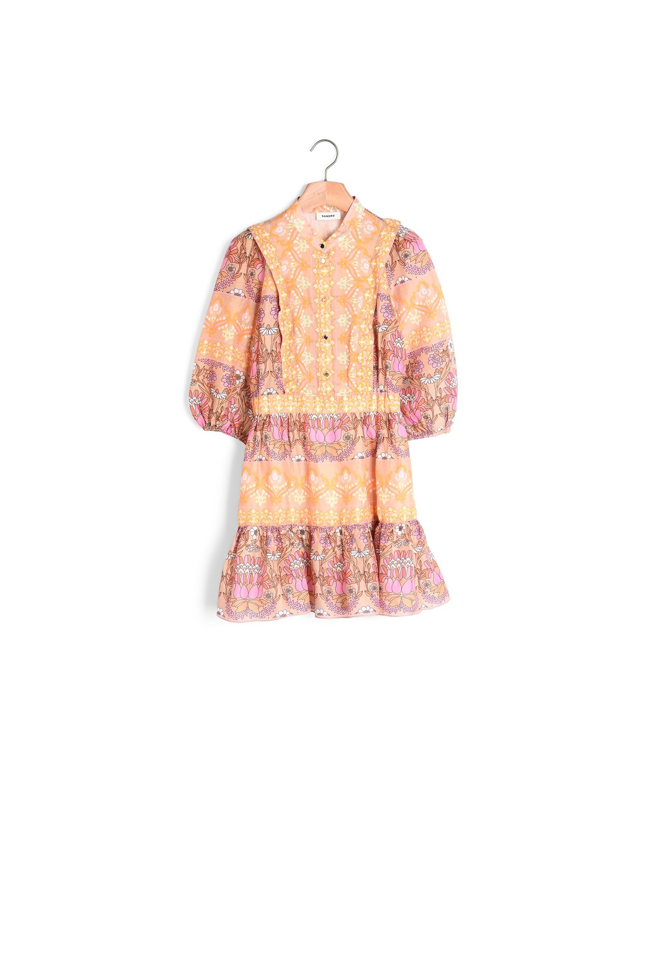 Short dress with a mixed scarf print