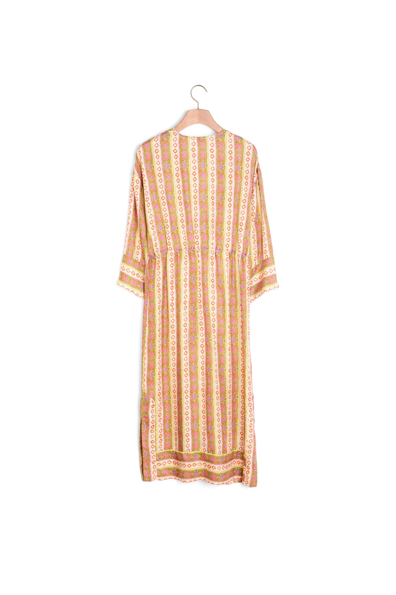 Caftan dress with Flower Stripes print