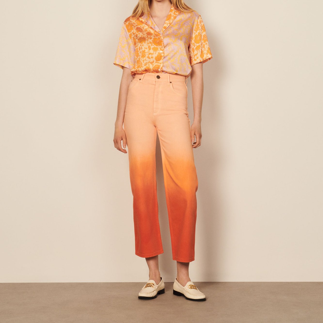 Straight-leg gradient-effect jeans