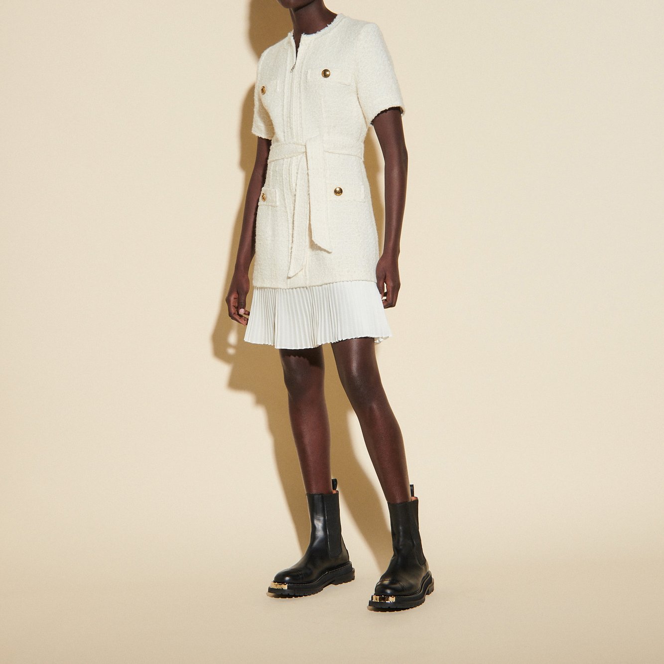 Vestido abrigo de lana efecto tweed