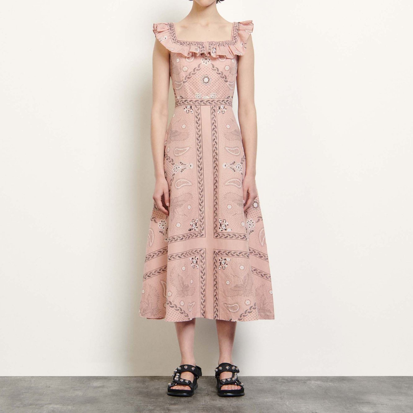 Foto del producto Vestido largo estampado, escote cuadrado número 1