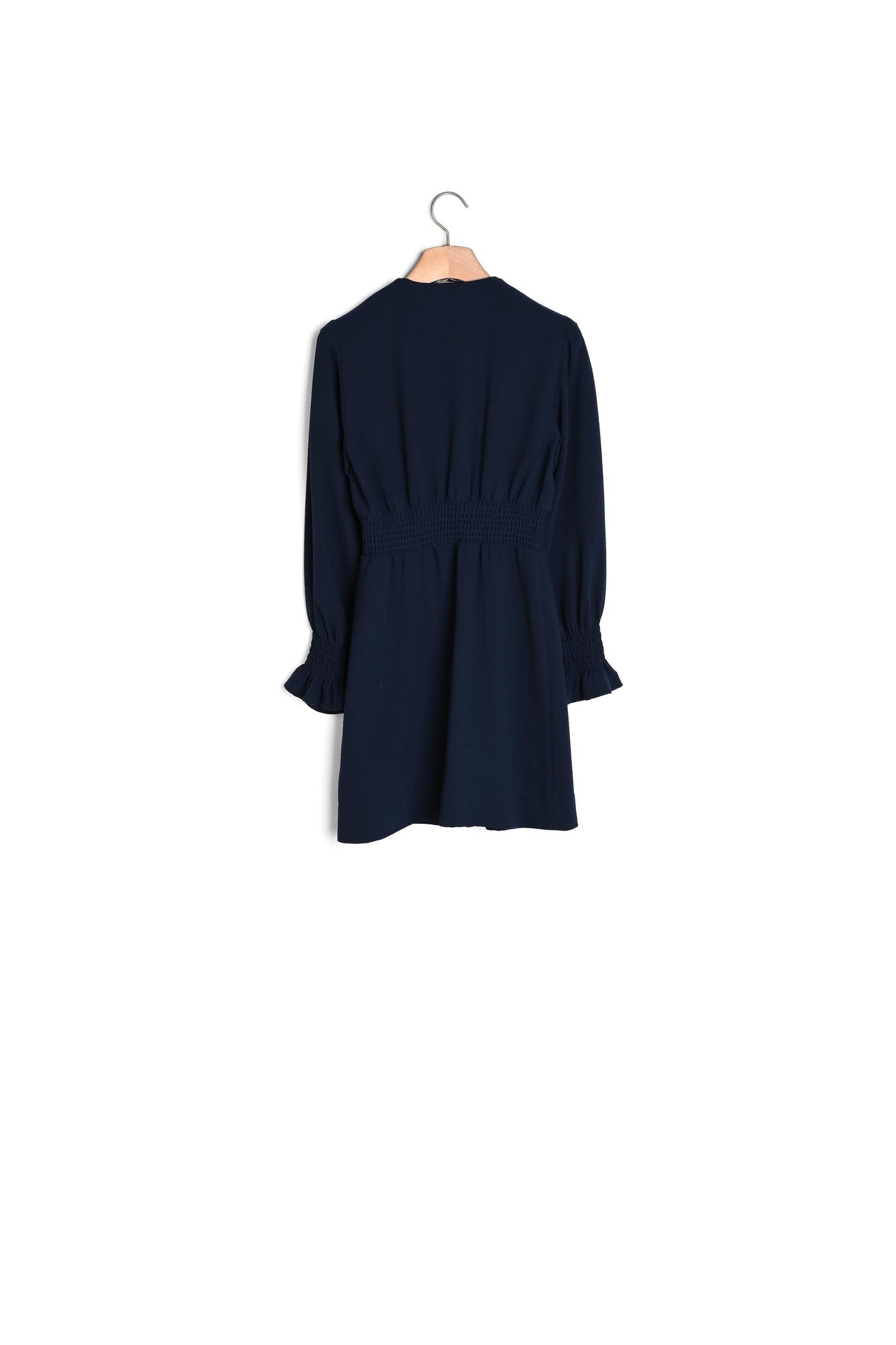 Dress with press studs and smocked belt