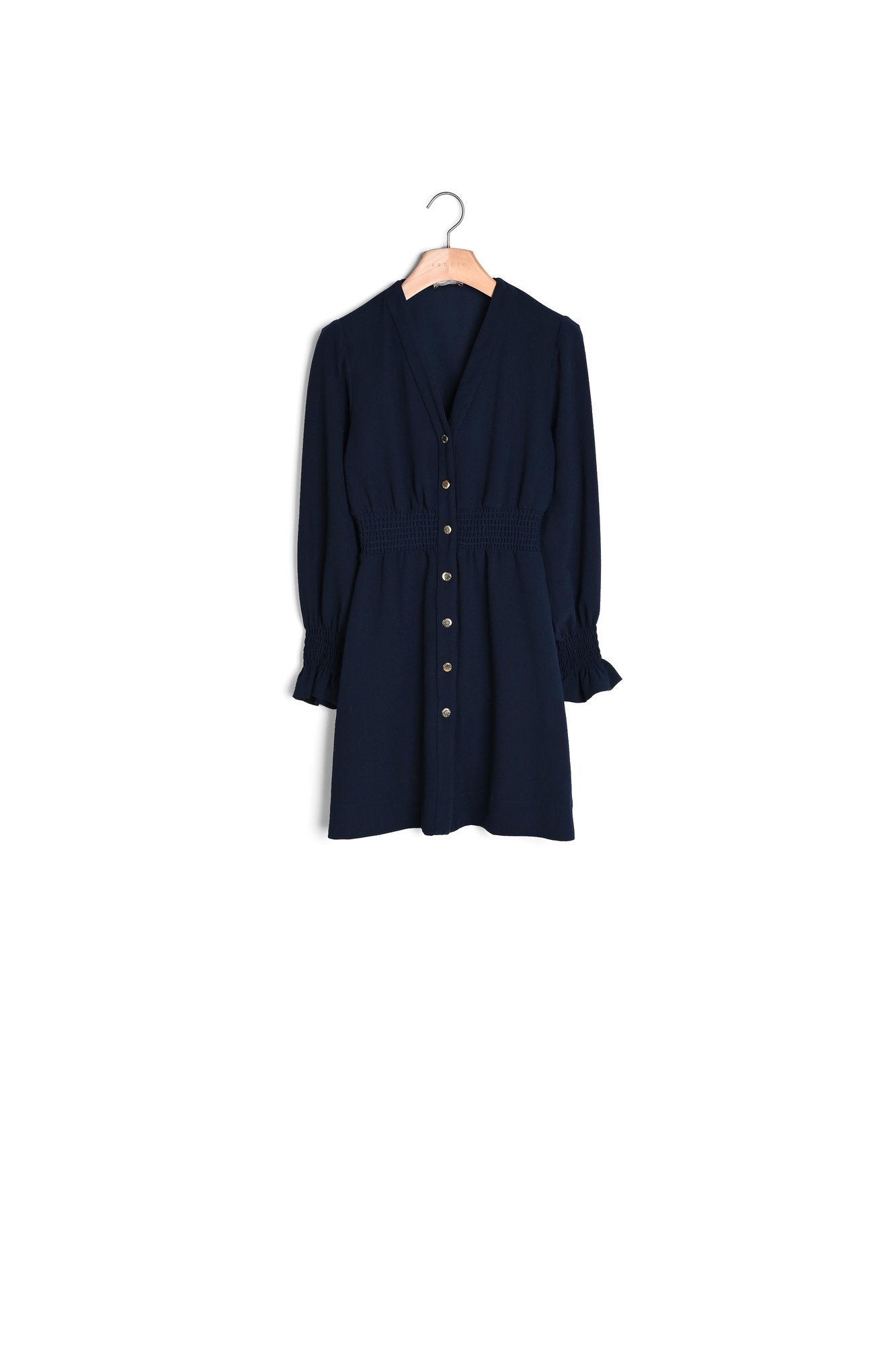 Dress with press studs and smocked belt