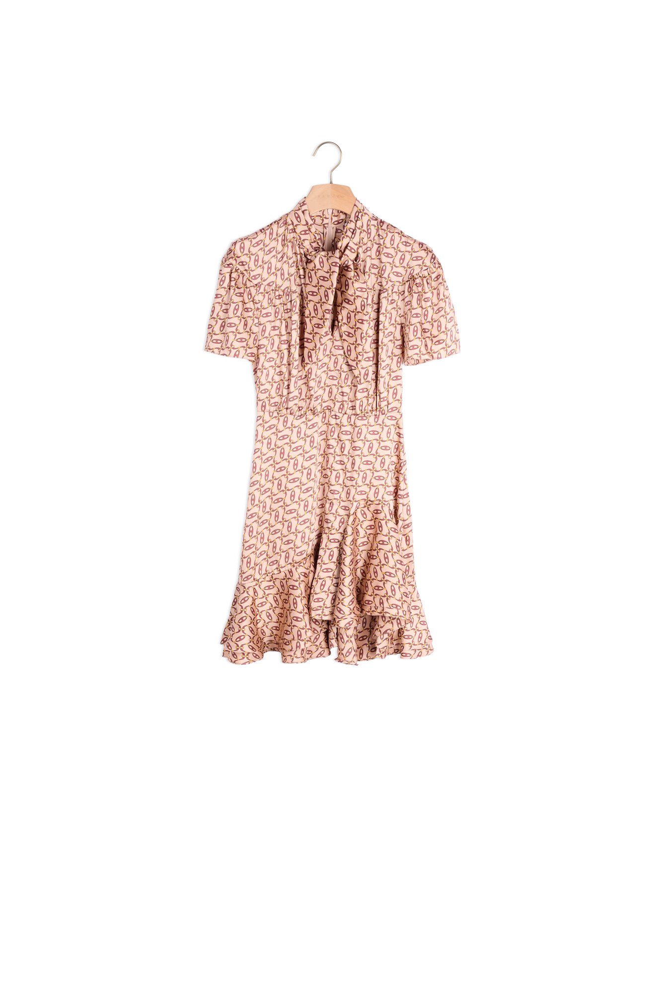 Product photo Printed dress with tie collar number 0