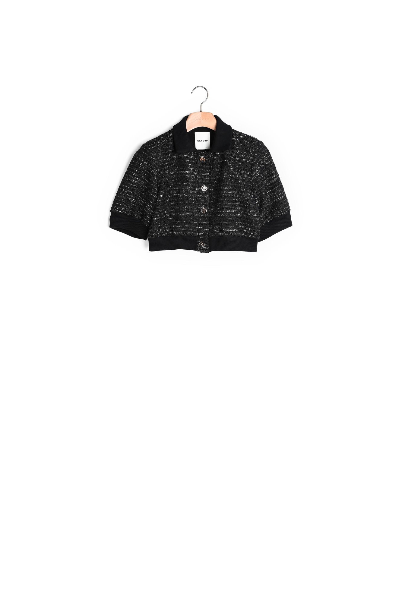 Cropped tweed short-sleeved jacket