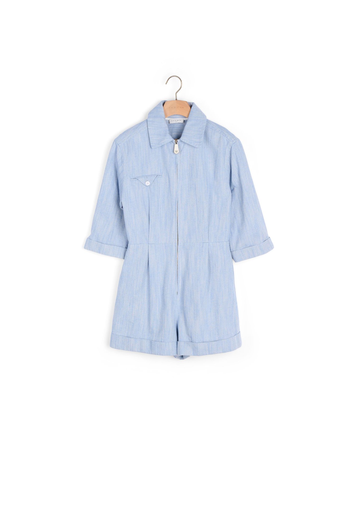 Korte jumpsuit van linnen en katoen