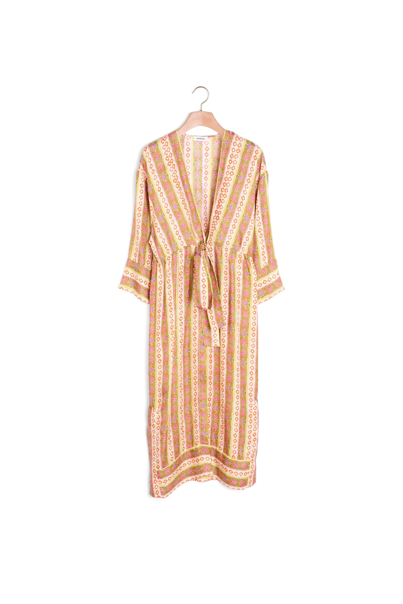 Caftan dress with Flower Stripes print