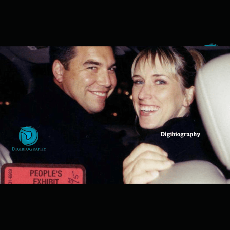 Laci Peterson sitting with their husband in the car while wearing a black dress