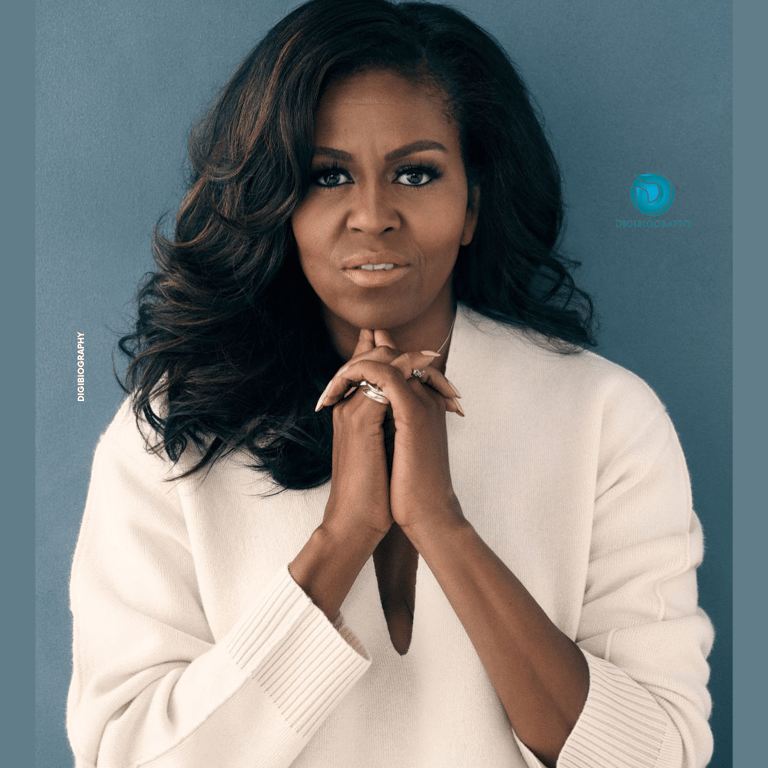 Michelle Obama wearing a white dress and gives a look