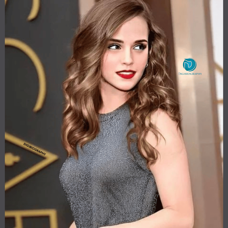 Emma Watson wearing a silver dress and give a look
