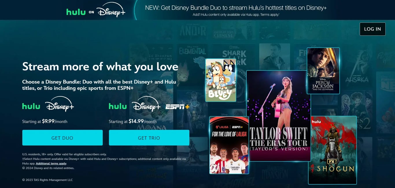 Visit ⇒ https://www.disneyplus.com or https://www.disneyplus.com/identity/login URL and Choose your monthly Plan from "GET DUO" starting at $9.99/month OR "GET TRIO" starting at $14.99/month as you can watch on the Image Below.