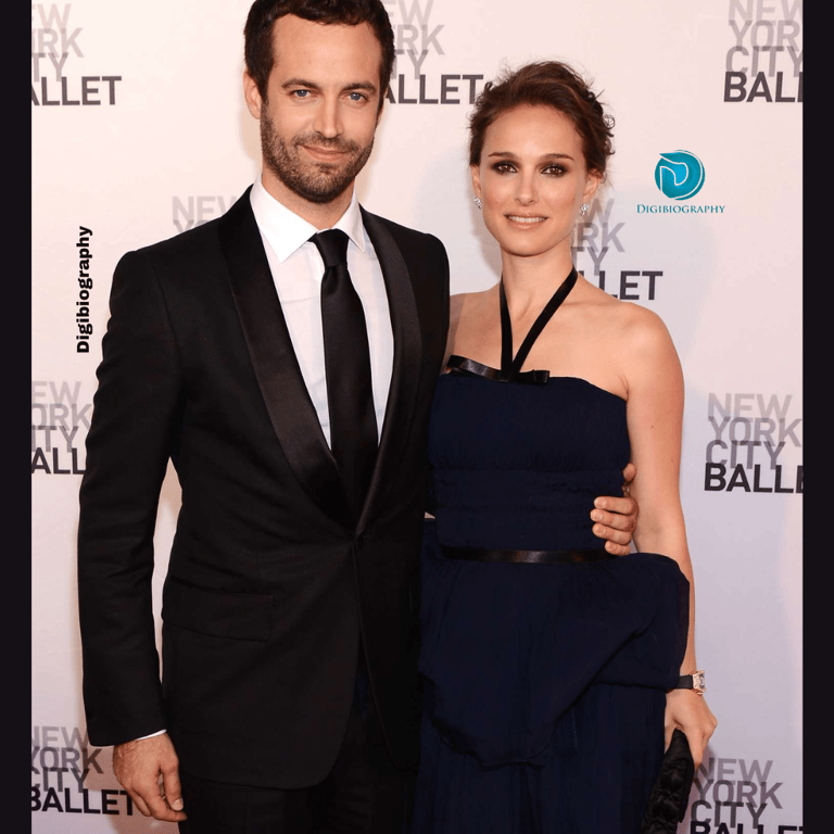 Natalie Portman stands with her husband Benjamin Millepied