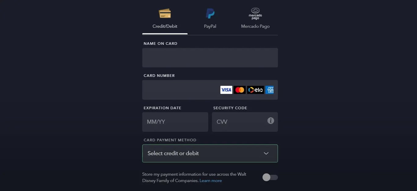 Next, select your payment options, such as credit card, Paypal, or Mercado Pago, as shown in the screenshot. You can Select anyone to Payout.