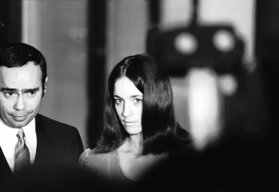 Susan Atkins with Lawyer in the Blackinwhite Picture
