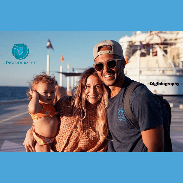 Alexa Vega stands with the wife and their daughter in front of the ship