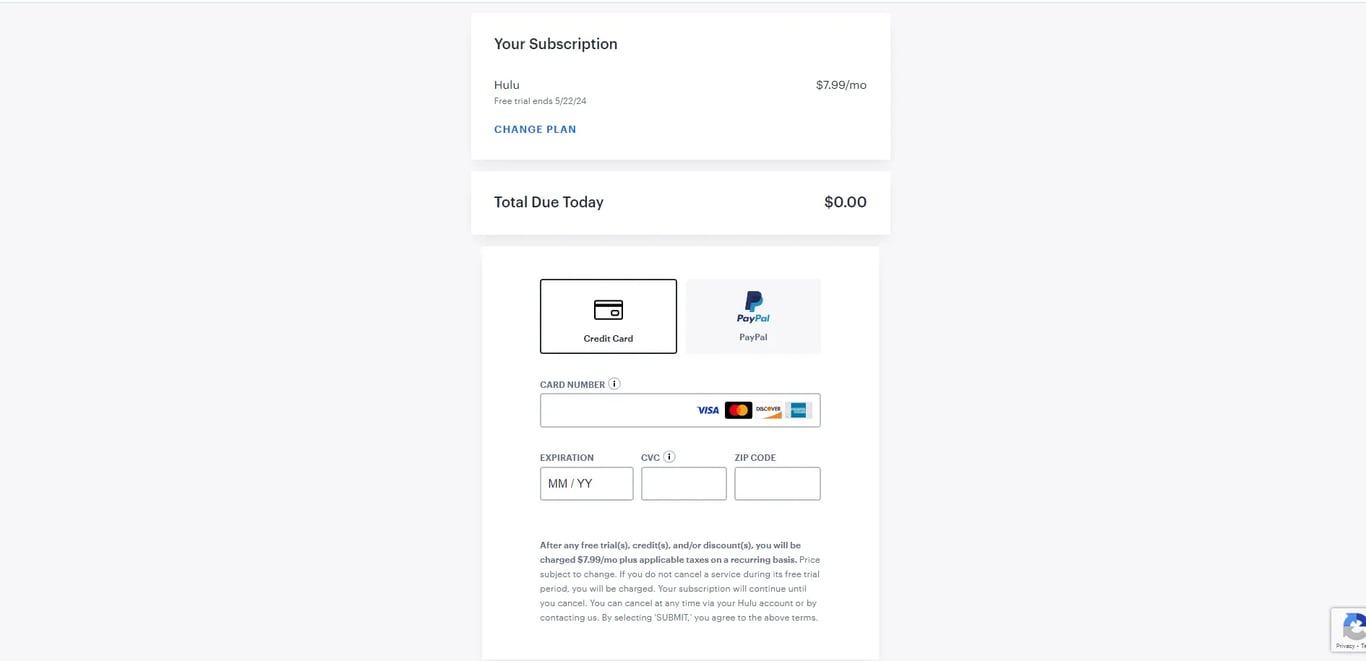 add your Billing Information