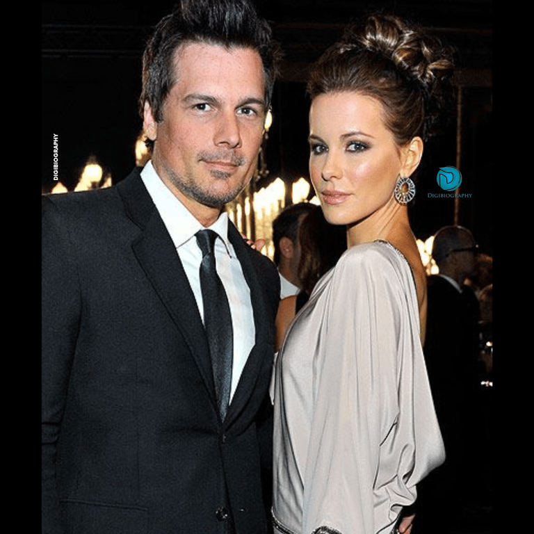 Kate Beckinsale stands with her husband Len Wiseman
