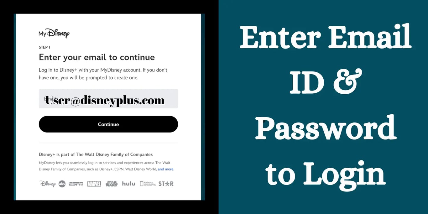 Enter Email ID & Password or Create account on Disneyplus.com